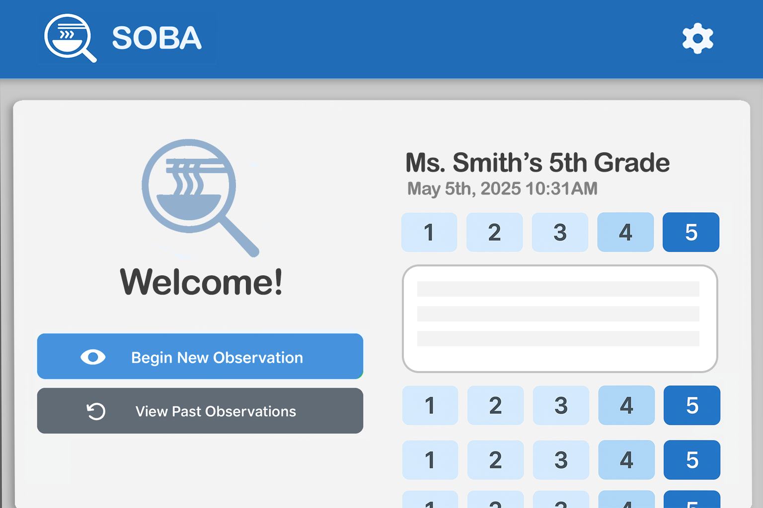 SOBA Classroom Observation Interface
